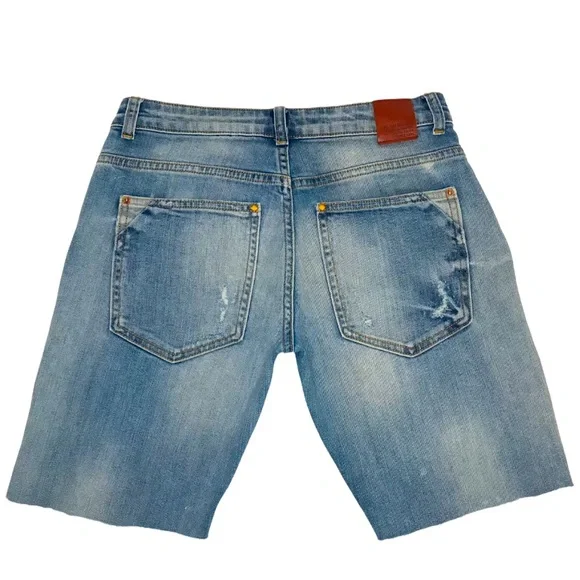 Zara Basic Premium Crafted Distressed Jean Shorts - 00 - Picture 3 of 12